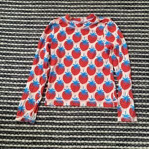 🌿Hanna Andersson Girls Strawberry Pink Red Colorful Long Sleeve Swimsuit Top 8